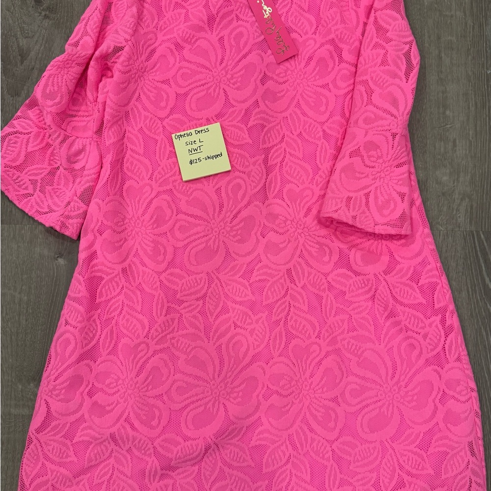Lilly Pulitzer Pink Sheath Dress with Dolman Sleeves and V-Neck